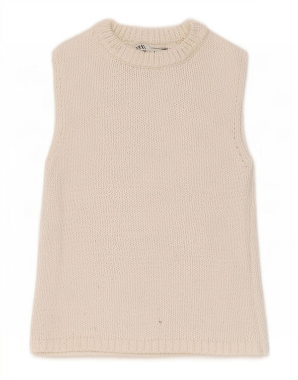 Женская укороченная майка Zara UK 6 XS, белый хлопок