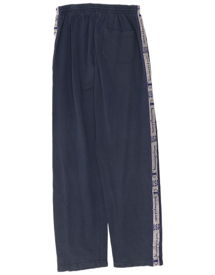 CHAMPION Mens Graphic Tracksuit Trousers Medium  Navy Blue Cotton