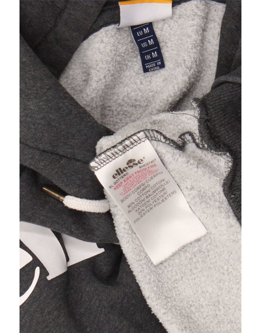 Мужской джемпер с капюшоном Ellesse с рисунком, средний серый, хлопок