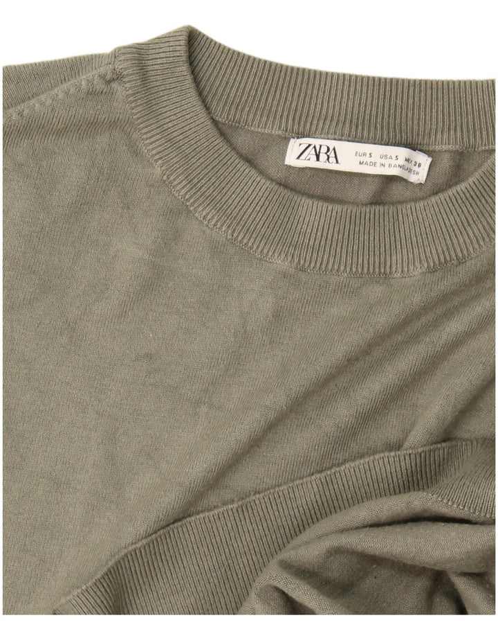 Мужской джемпер с круглым вырезом Zara, маленький хаки