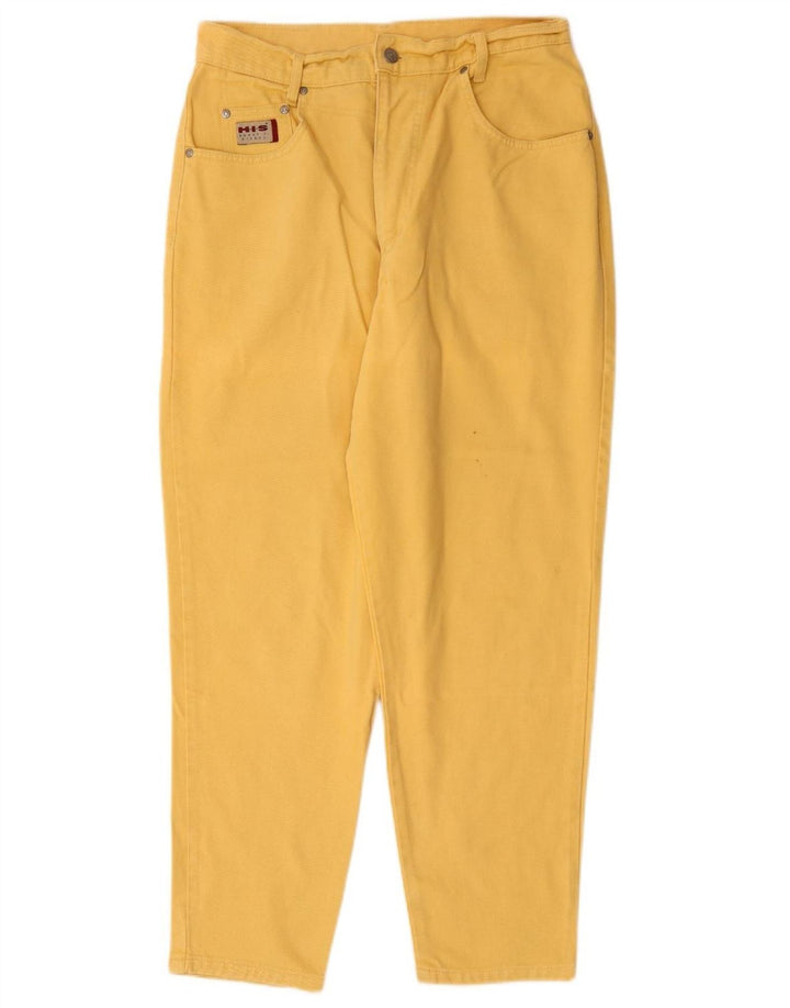 Женские зауженные джинсы H.I.S с высокой талией UK 18 XL W32 L28 Желтый хлопок