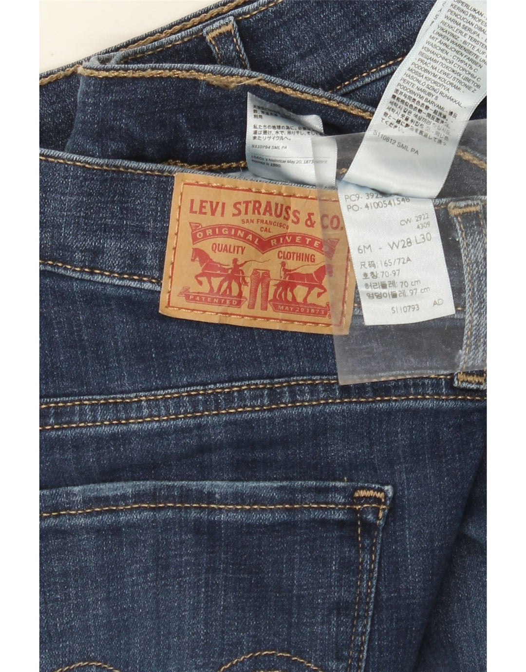 Женские прямые джинсы LEVI'S классического кроя США 6 Средний W28 L27 Синий хлопок