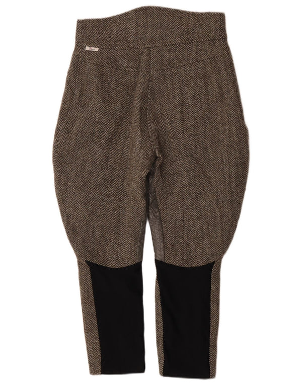 Moncler Женские брюки для верховой езды с высокой талией XS W26 L22 Коричневые с узором «елочка»