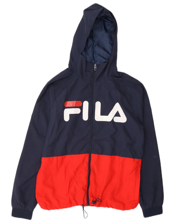 Fila Мужской спортивный костюм с капюшоном и графикой, верхняя куртка, средний темно-синий, с цветными блоками