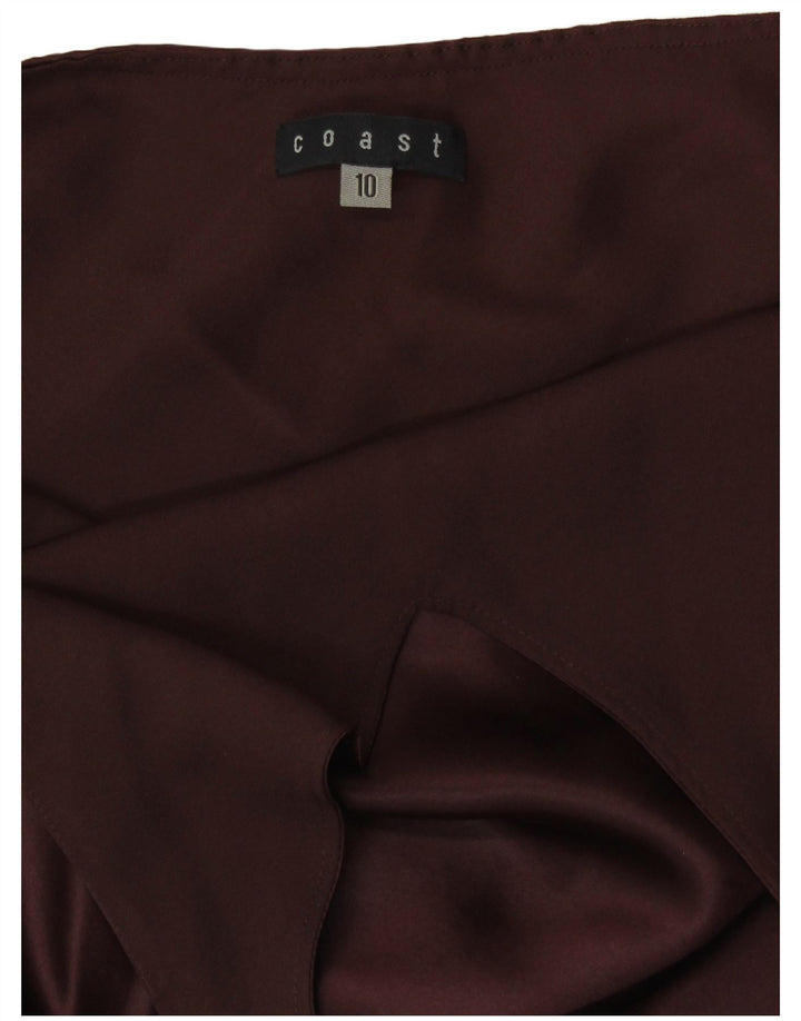 COAST Женский топ с бретелькой на шее, UK 10, маленький, коричневый, шелковый