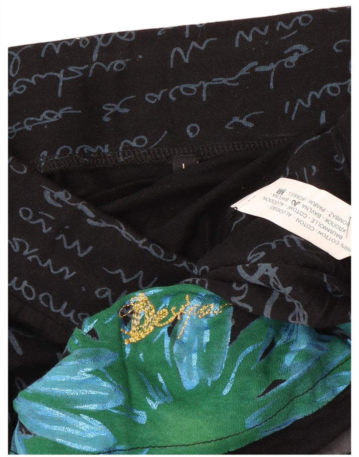 Desigual Женская юбка-трапеция, большая W32, черная, хлопковая с цветочным принтом