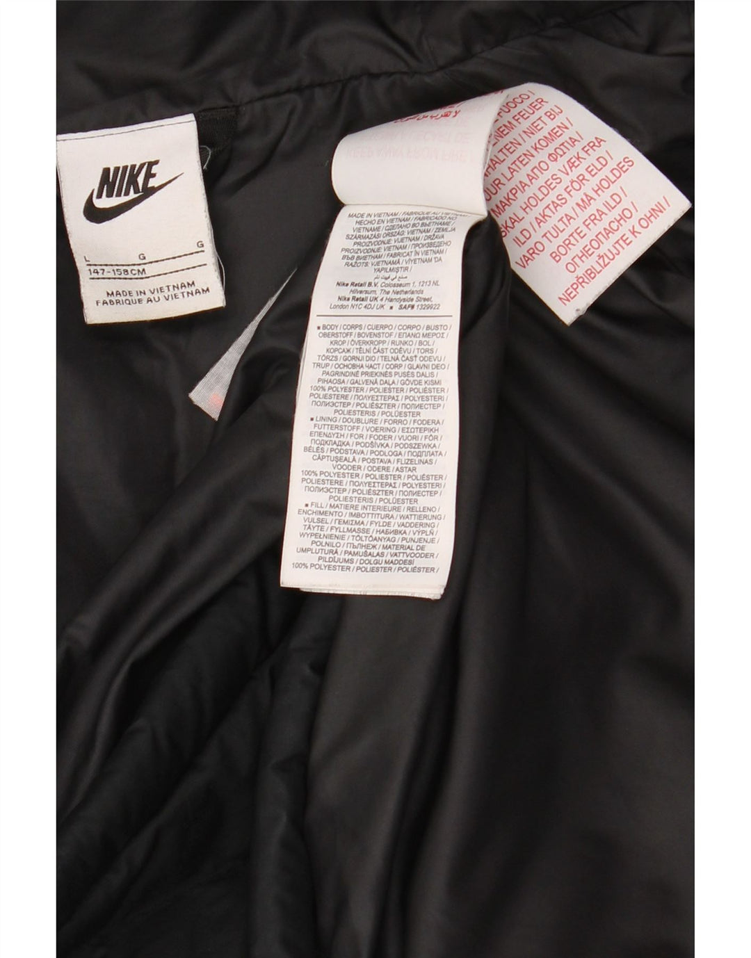 Утепленная куртка с капюшоном Nike для мальчиков 12–13 лет, большая черная полиэстер