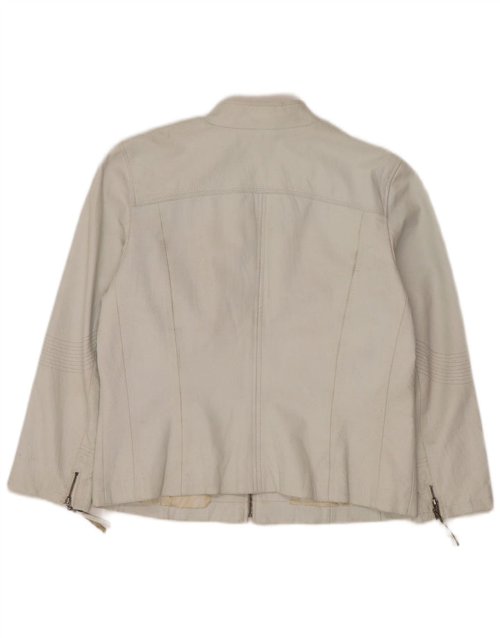 Винтажная женская кожаная куртка EU 42, большая белая кожа