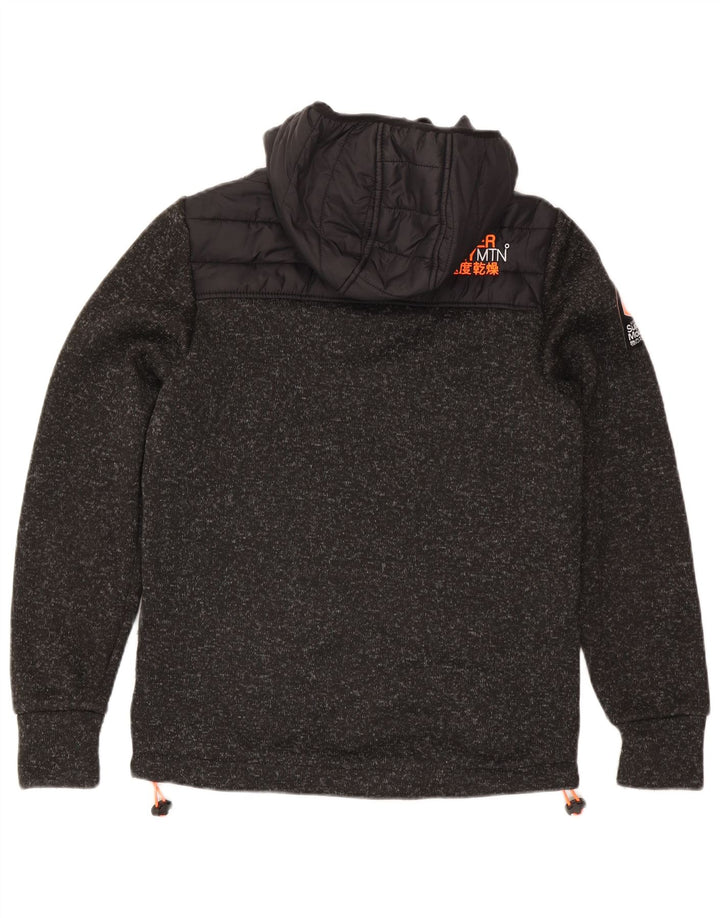 Женская утепленная куртка с капюшоном Superdry UK 14, средний черный полиэстер с крапинками