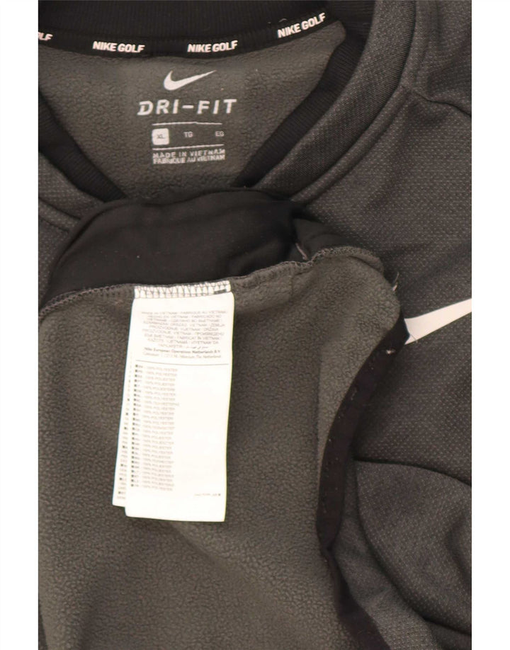 Мужской пуловер с воротником на молнии Nike Dri Fit XL, серый полиэстер