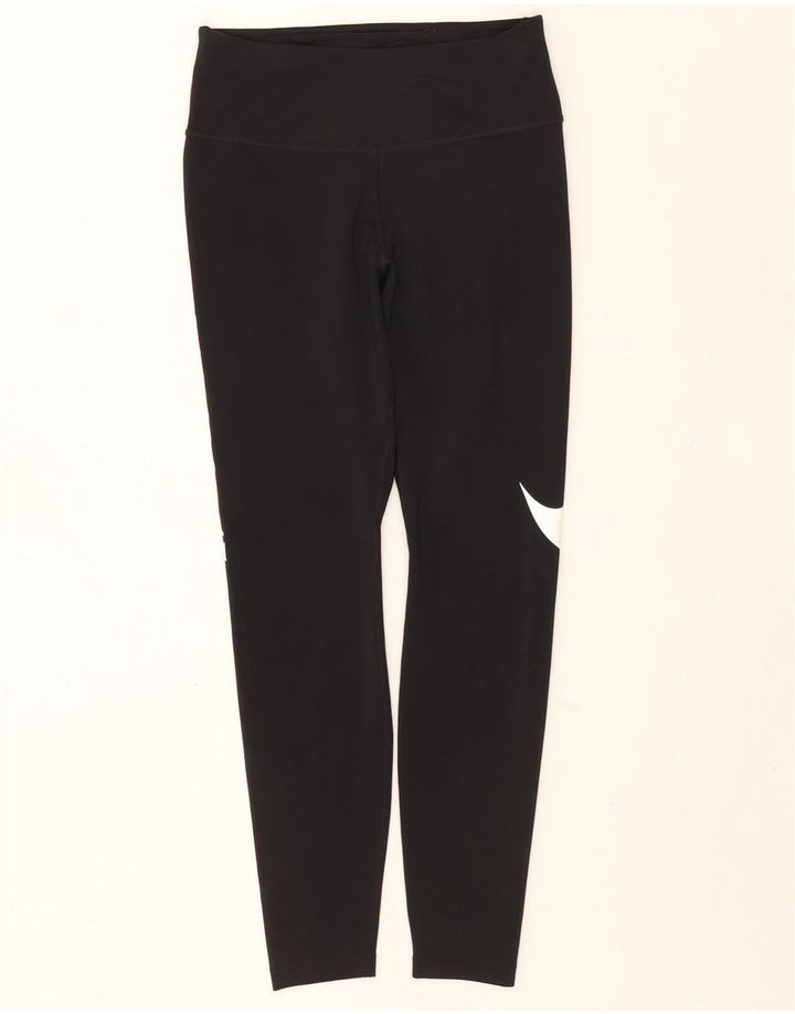 Женские укороченные леггинсы с графическим рисунком Nike Dri Fit UK 8, маленькие черные полиэстер
