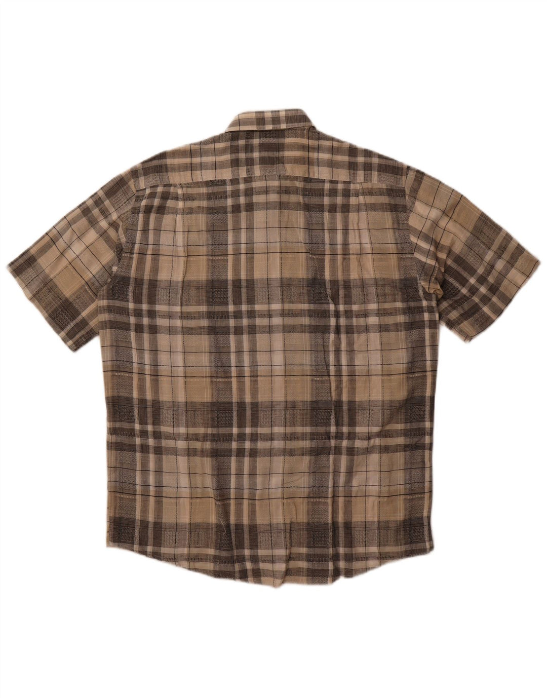 Мужская рубашка с коротким рукавом Belmonte, размер 42, большая бежевая клетка, хлопок