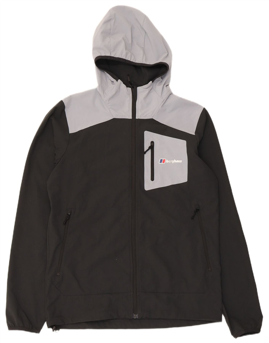 Мужская дождевик Berghaus с капюшоном, маленький черный, полиэстер с цветными блоками