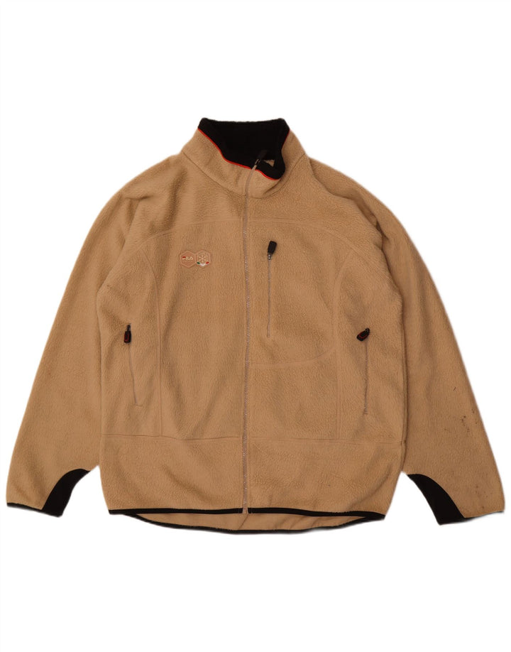 Мужская флисовая куртка Fila UK 44 2XL бежевого цвета с цветными блоками