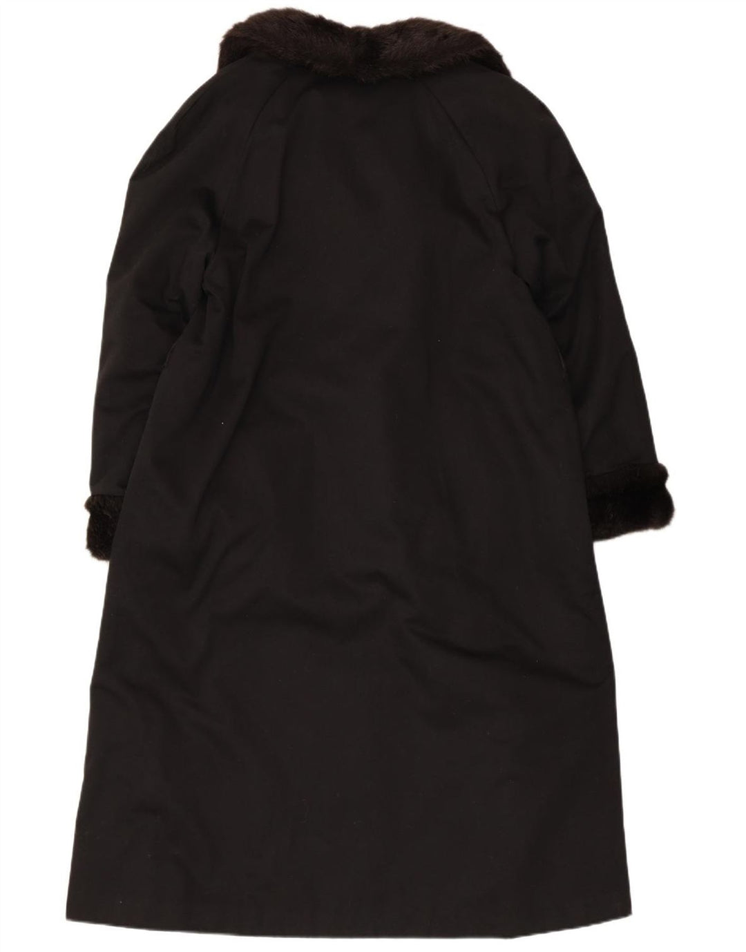 ВИНТАЖНОЕ женское пальто из искусственного меха UK 12, средний черный акрил