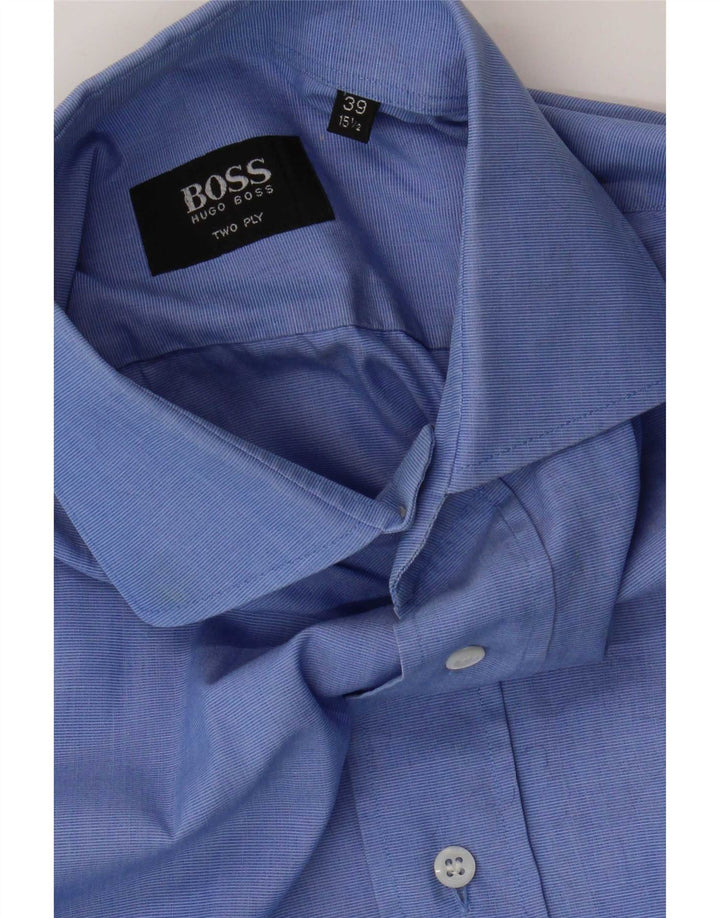 Мужская рубашка Hugo Boss, размер 39 15 1/2, средний синий хлопок