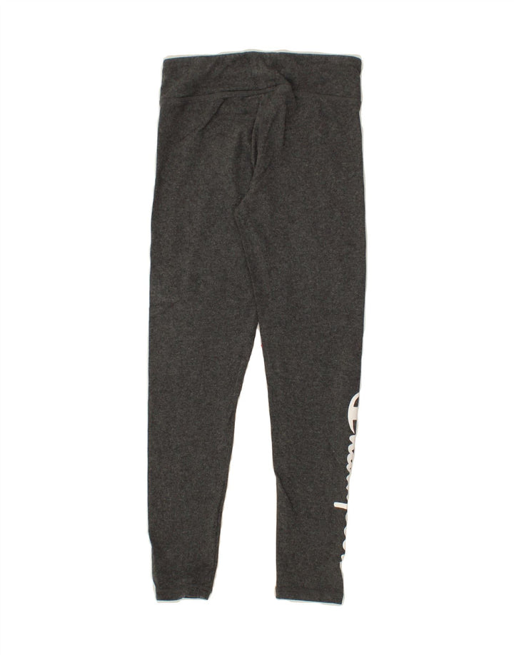 CHAMPION Girls Graphic Leggings 9-10 Years Medium Grey Cotton Vintage Champion and Second-Hand Champion from Messina Hembry 