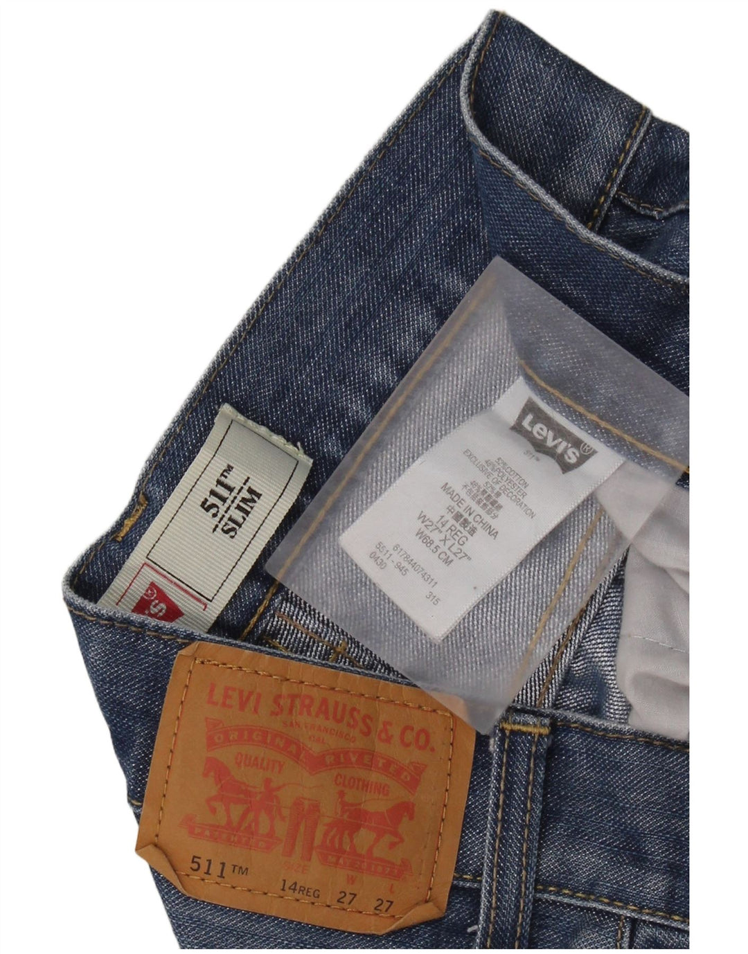 Джинсы LEVI'S Boys 511 Slim 13-14 лет W27 L27 Синий хлопок