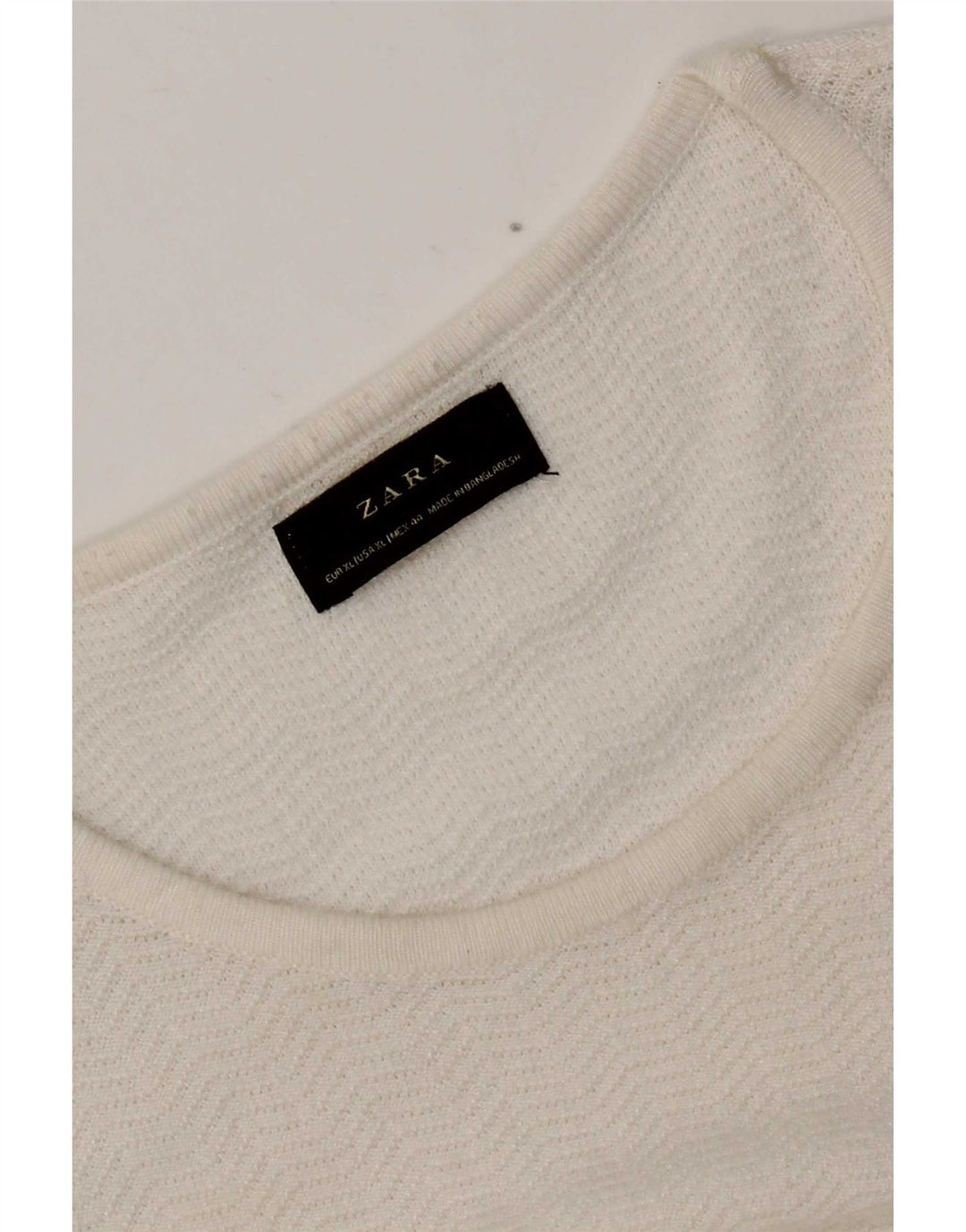 Женский топ Zara с длинным рукавом UK 18 XL, белый с узором «в елочку»