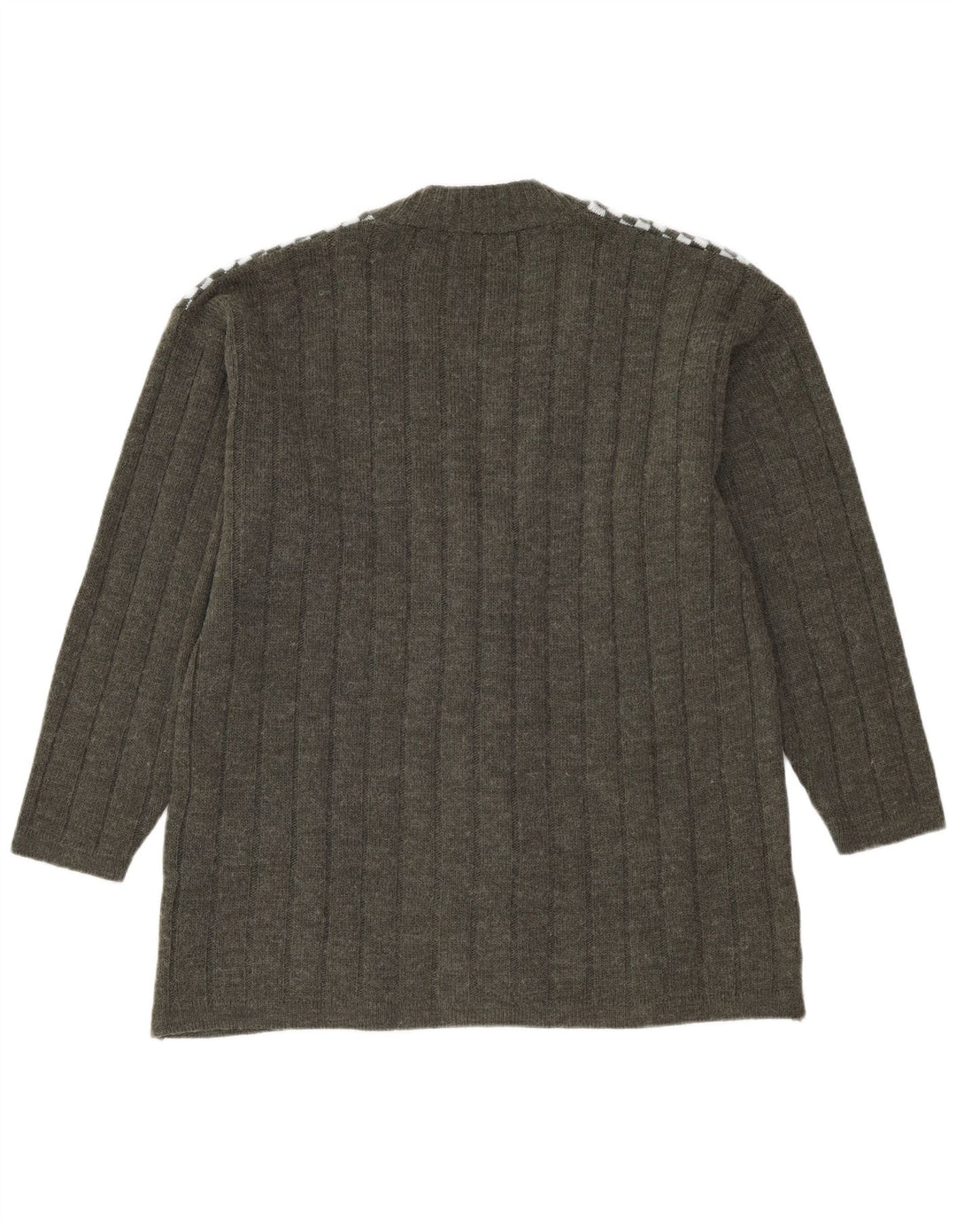 ВИНТАЖНЫЙ женский кардиган-свитер UK 14, большой цвет хаки, акрил с геометрическим рисунком