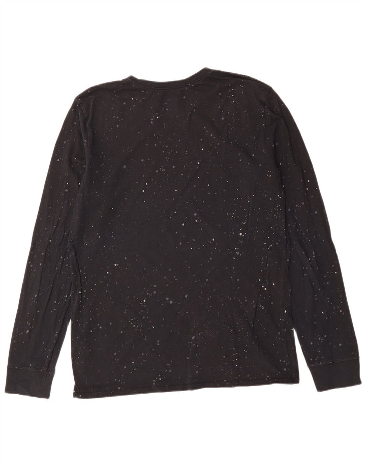 Мужской топ Nike Athletic Cut с графикой и длинными рукавами, средний черный, хлопок с крапинками