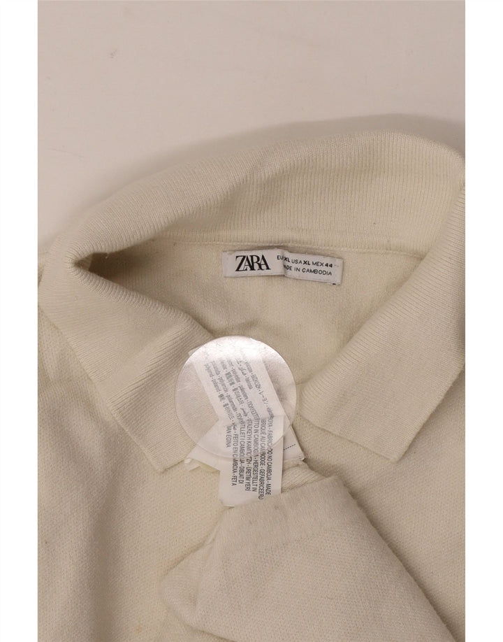 Мужской свитер с воротником поло Zara XL, бежевый, полиэстер