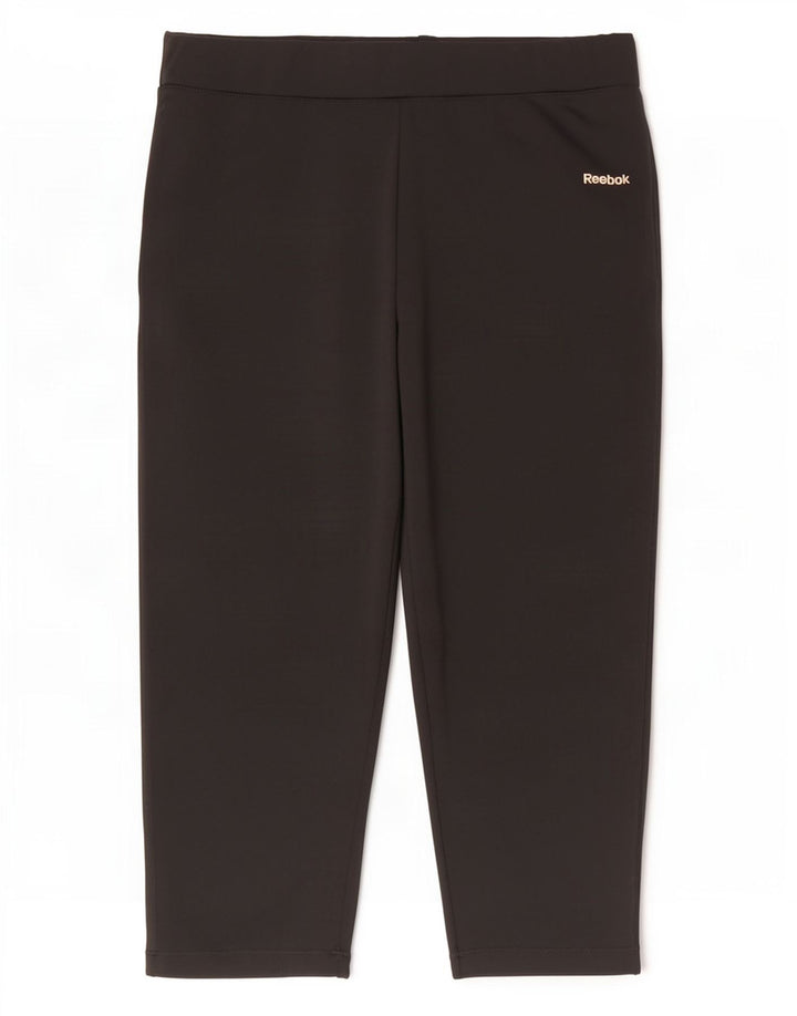 Женские леггинсы-капри Reebok UK 12, средний черный, полиэстер