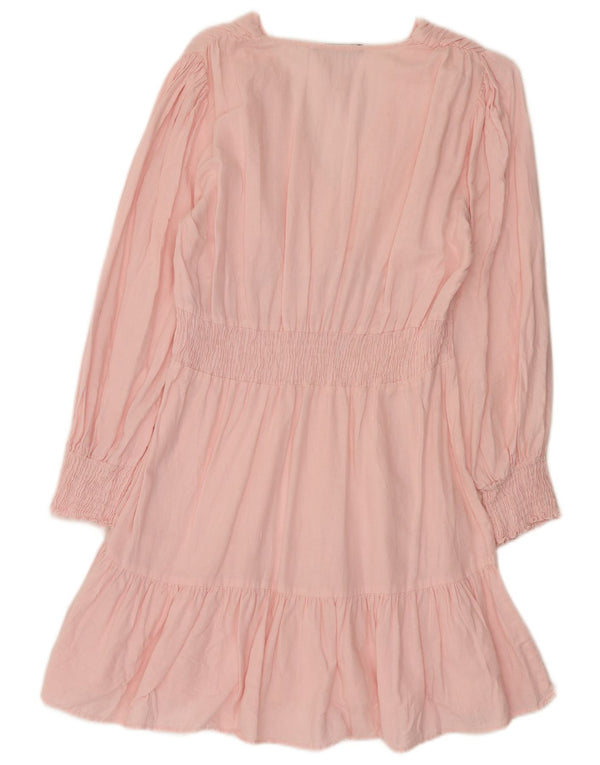 Женское многоярусное платье с длинными рукавами Zara UK 14Large Pink