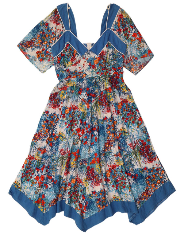 Женское асимметричное платье C&A EU 40, средний размер, разноцветный хлопок с цветочным принтом