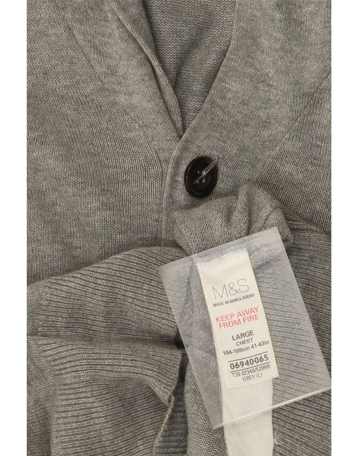 Мужской синий кардиган MARKS & SPENCER, большой серый хлопковый свитер Harbour