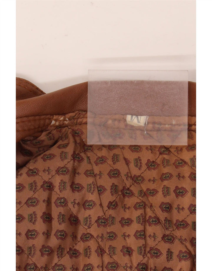 Винтажная мужская кожаная куртка UK 38 среднего коричневого цвета