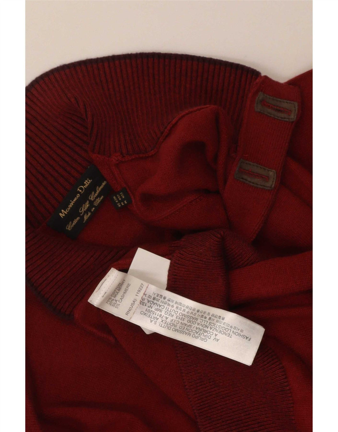 Мужской джемпер с воротником на пуговицах Massimo Dutti, темно-бордовый хлопковый свитер среднего размера