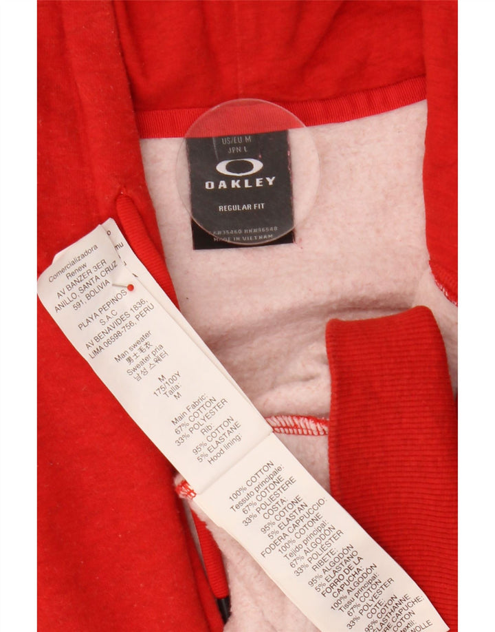 Мужской свитер с капюшоном на молнии Oakley, хлопковый, среднего красного цвета