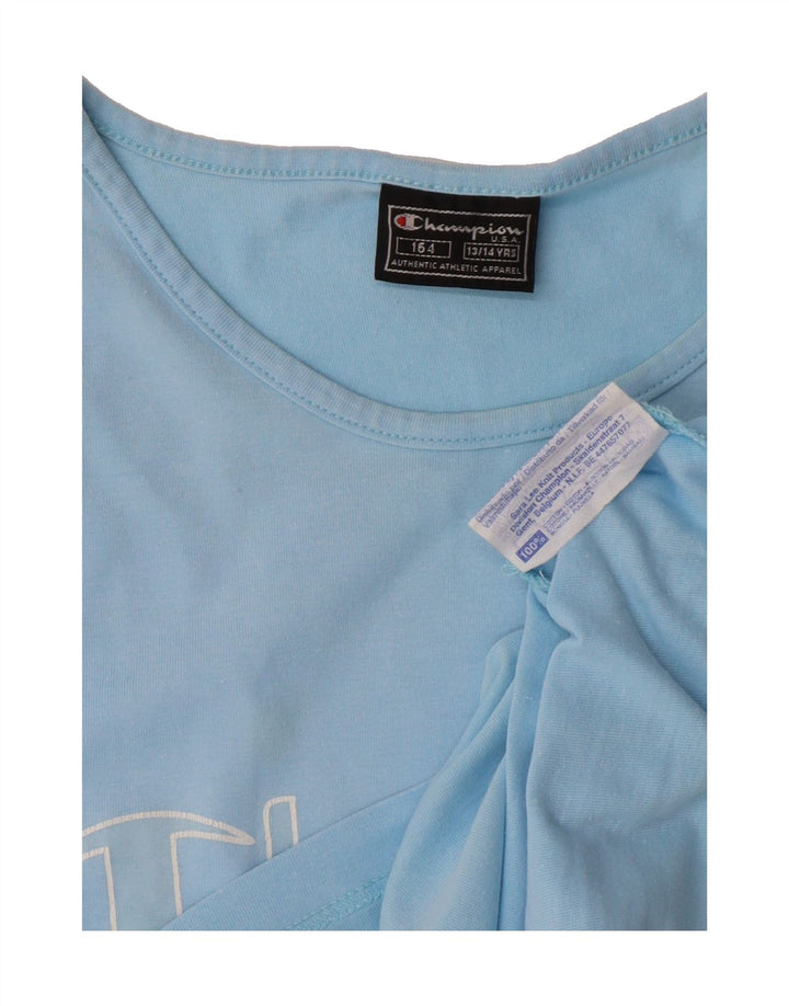 CHAMPION Boys Graphic Vest Top 13-14 Years Blue Cotton Vintage Champion and Second-Hand Champion from Messina Hembry 