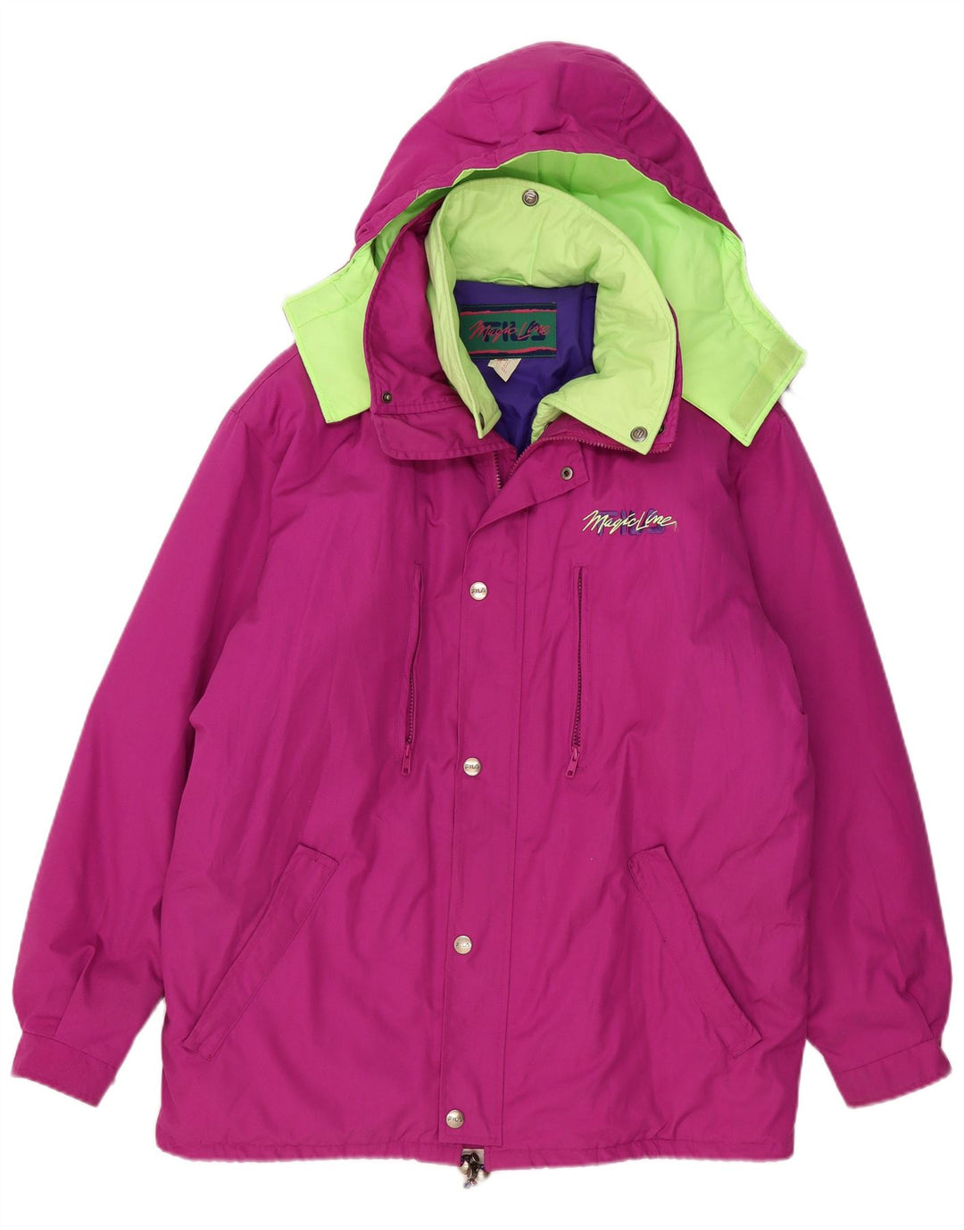 Fila Мужская утепленная куртка с капюшоном IT 52 XL Розовый Полиэстер с цветными блоками