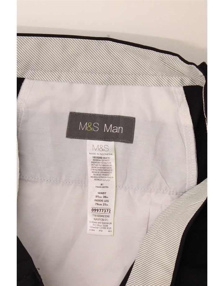 Мужские прямые брюки-чиносы Marks & Spencer W36 L31 темно-синие из полиэстера