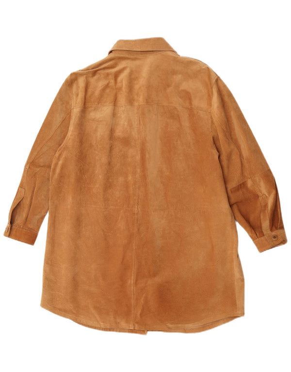 Винтажная женская замшевая рубашка UK 18 XL, коричневая