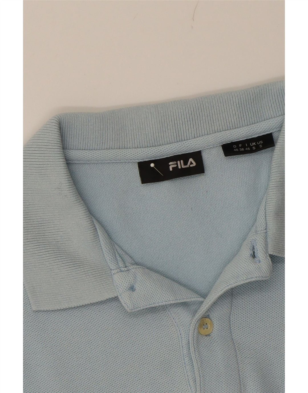 FILA Mens Long Sleeve Polo Shirt Small Blue Cotton Classic Vintage Fila and Second-Hand Fila from Messina Hembry 