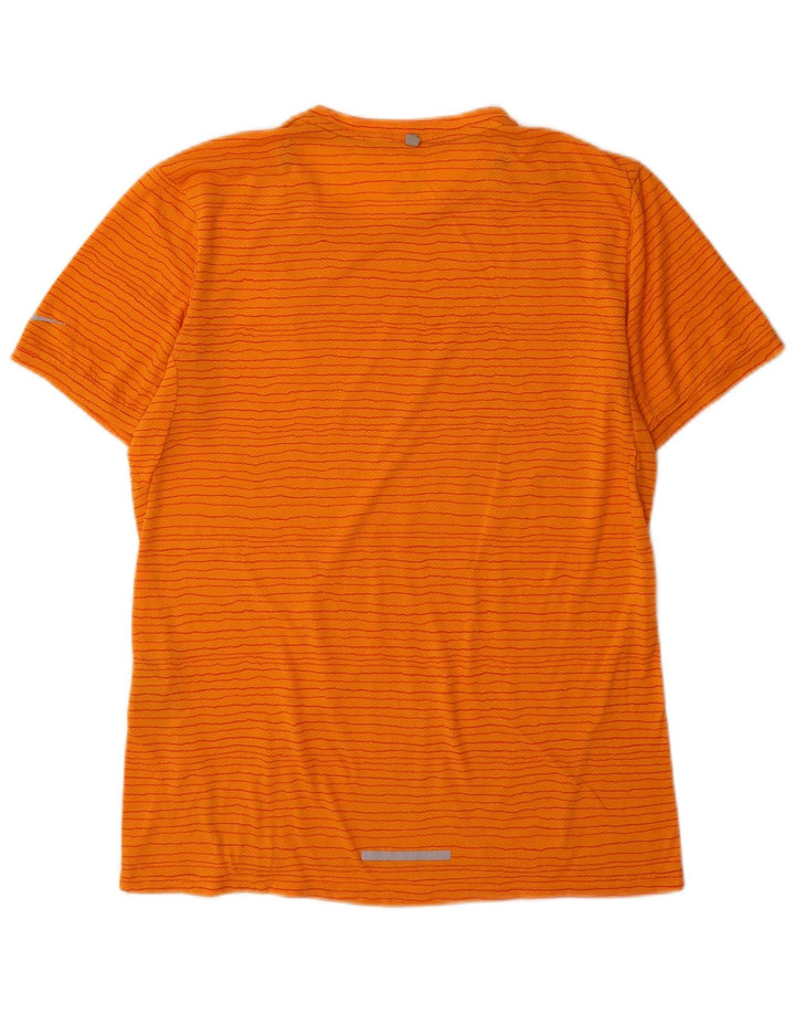 Мужская футболка Nike Dri Fit из полиэстера среднего оранжевого цвета в тонкую полоску