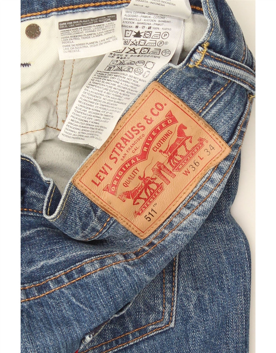 Мужские джинсы Levi's Slim 511 W36 L34 синие, хлопок