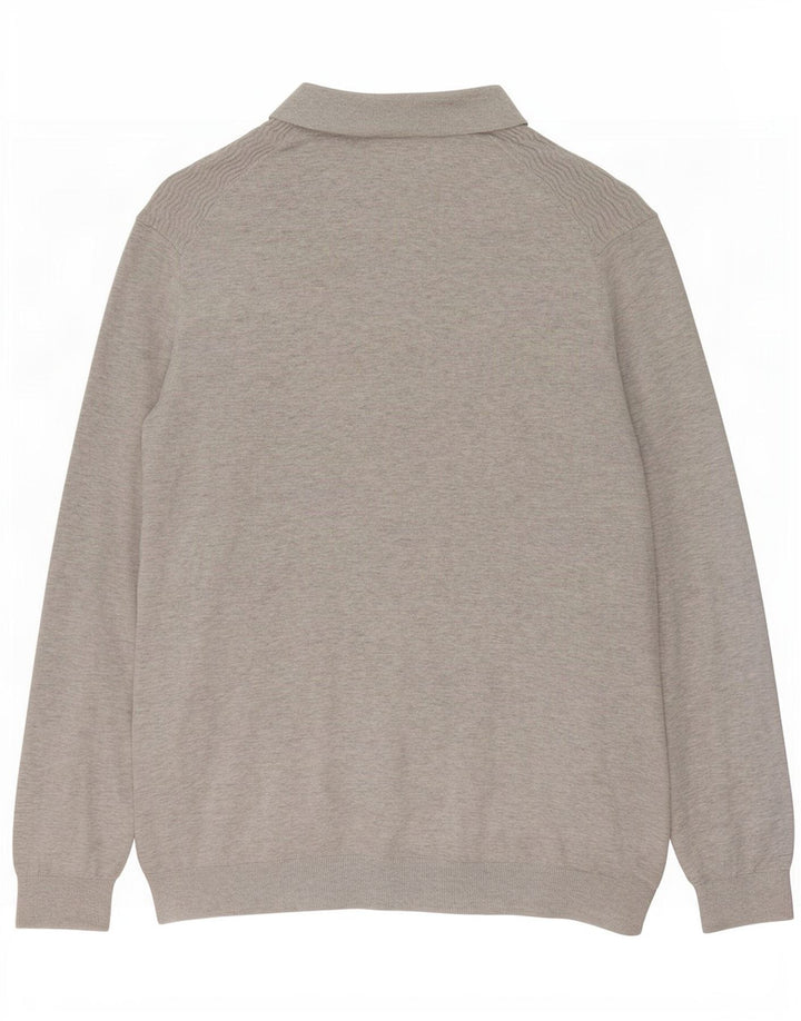Мужской свитер с воротником поло Massimo Dutti XL, серый хлопок