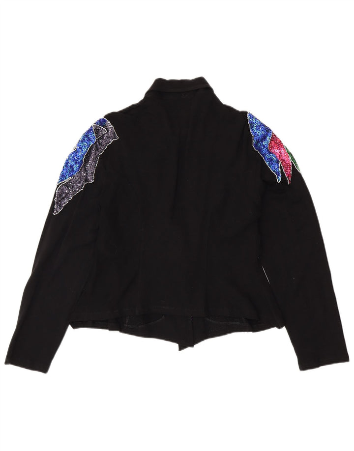 Женская укороченная блузка-рубашка VINTAGE UK 12, средний черный цветочный спандекс