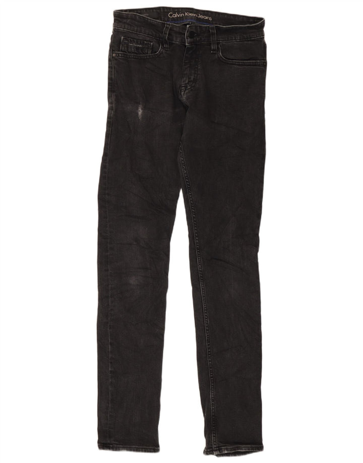Мужские потертые узкие джинсы Calvin Klein W28 L34, черный хлопок