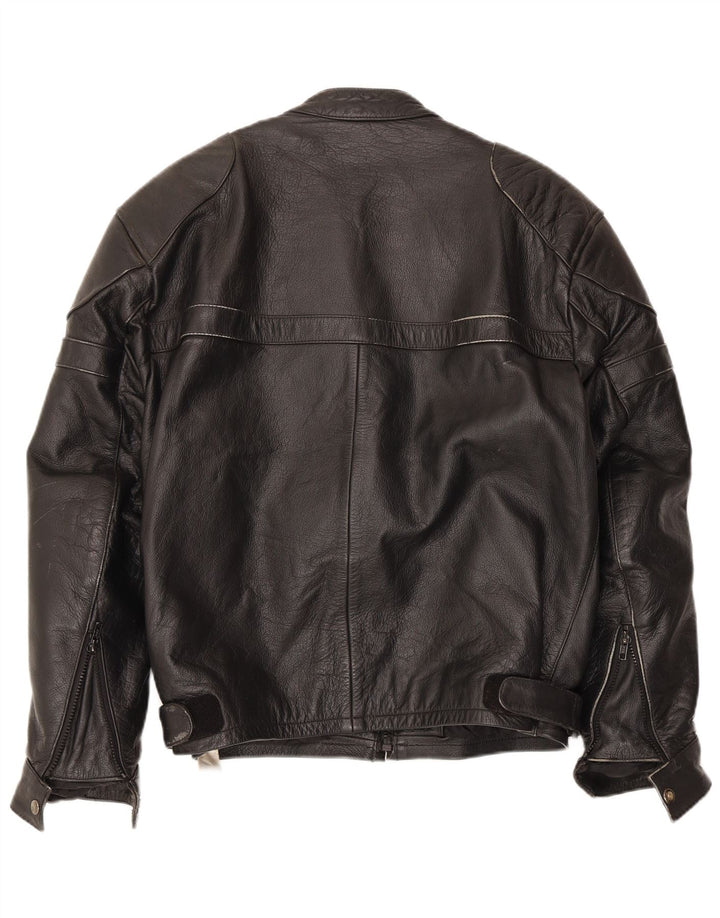 Мужская кожаная куртка-гонщик VINTAGE UK 40, большая черная кожа