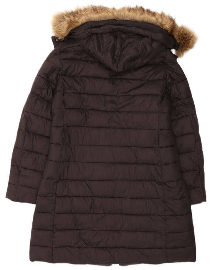 Женское стеганое пальто с капюшоном Hobbs UK 12, средний черный, полиамид