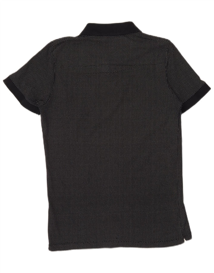 FRENCH CONNECTION Mens Polo Shirt Medium Black Polka Dot Cotton