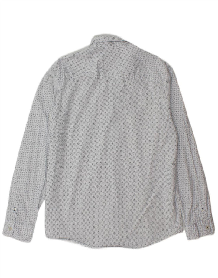 TOM TAILOR Mens Regular Shirt Medium White Spotted Cotton