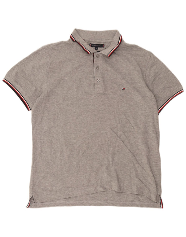 Мужская рубашка-поло приталенного кроя Tommy Hilfiger XL, серый хлопок с крапинками