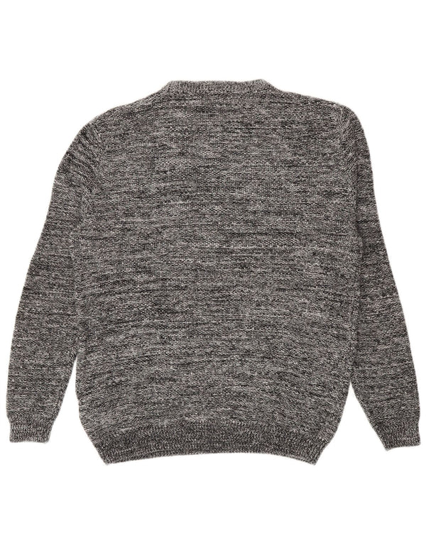Zara Mens Crew Neck Jumper Sweater Large Grey Flecked Acrylic