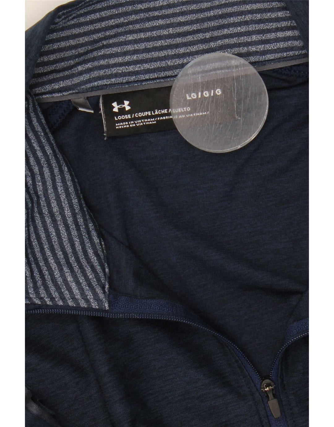 Мужской пуловер с воротником на молнии Under Armour, большой спортивный костюм темно-синего цвета в крапинку